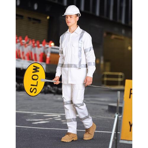 AIW WT09HV Mens White Safety Shirt with Night Tape