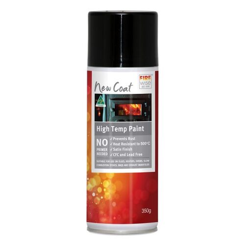 WBA033 350ml Black High Temperature Spray Can Paint to 500 C 